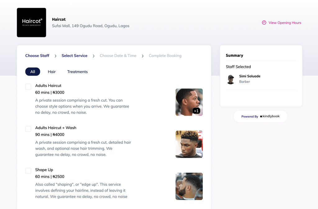 Kindlybook feature – Free booking page