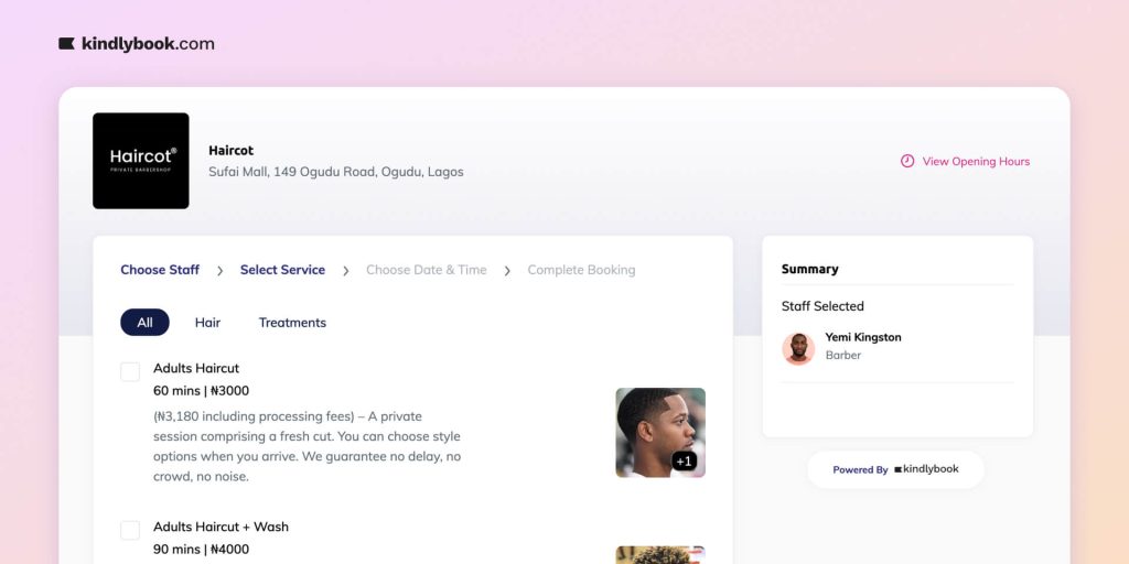 How to create a booking page on Kindlybook