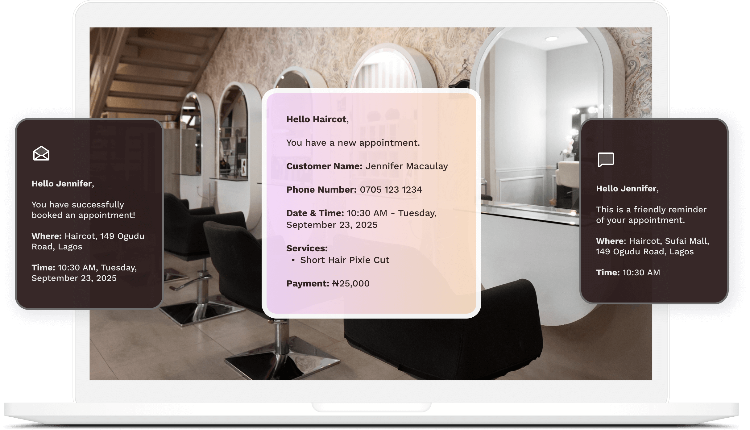 Booking app with automated reminders and notifications